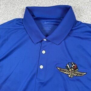 NIKE Golf Indianapolis Motor Speedway Polo‎ Shirt Indycar IMS Dri Fit Blue M a2